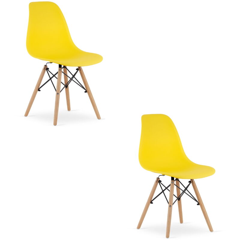 Chaise OSAKA jaune / pieds naturels x 2