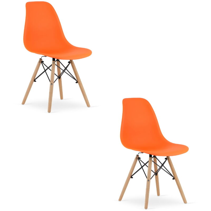 Chaise OSAKA orange / pieds naturels x 2