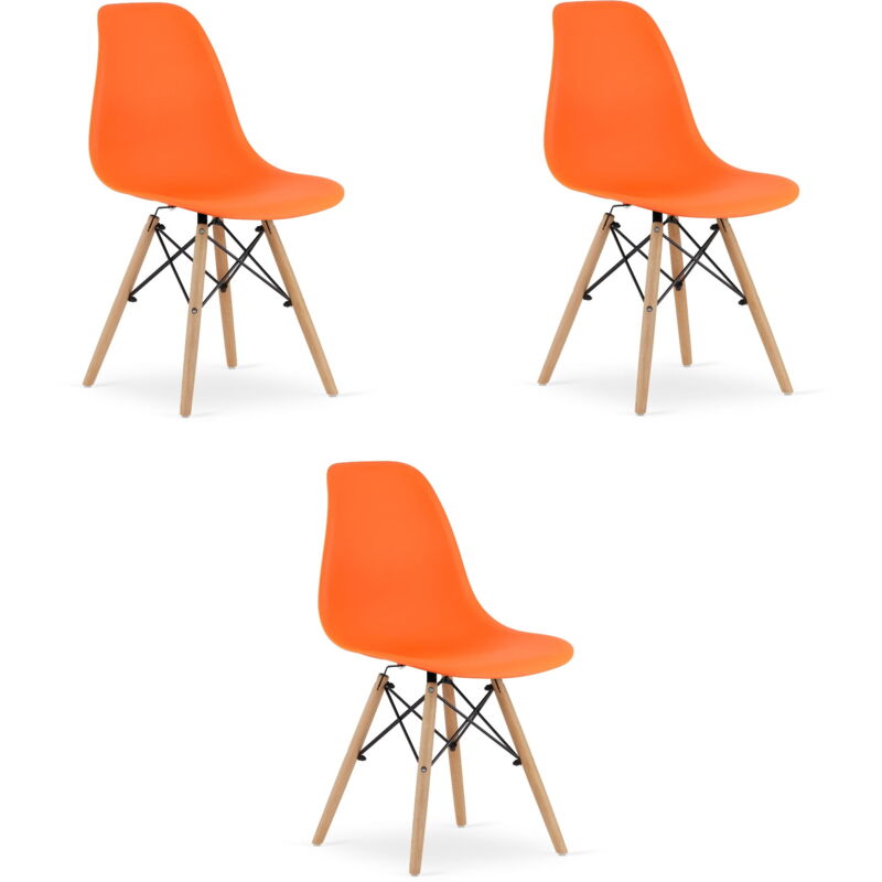 Chaise OSAKA orange / pieds naturels x 3