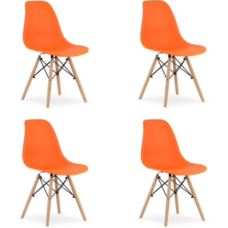 Chaise OSAKA orange / pieds naturels x 4