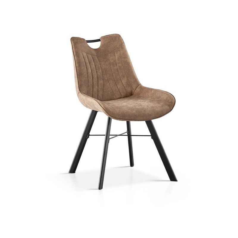 Meublorama - Chaise 'Paola' pu Micro fibre Brun Foncé, dimensions: H87 x L54 x P63 cm