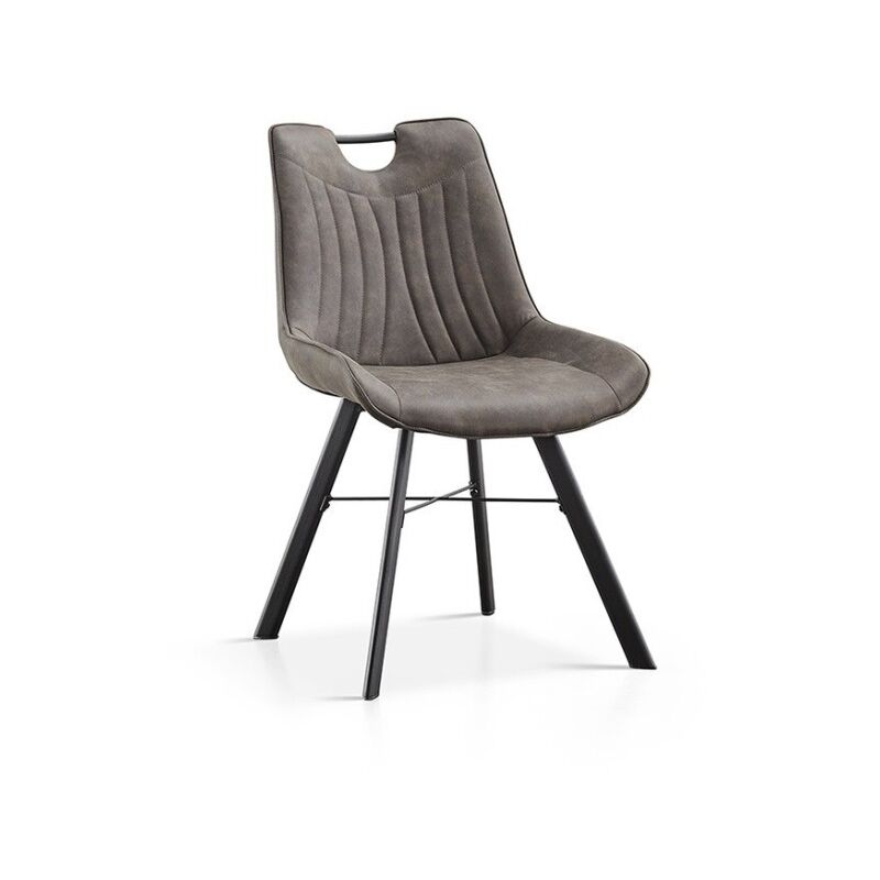 Meublorama - Chaise 'Paola' pu Micro fibre Gris Foncé, dimensions: H87 x L54 x P63 cm