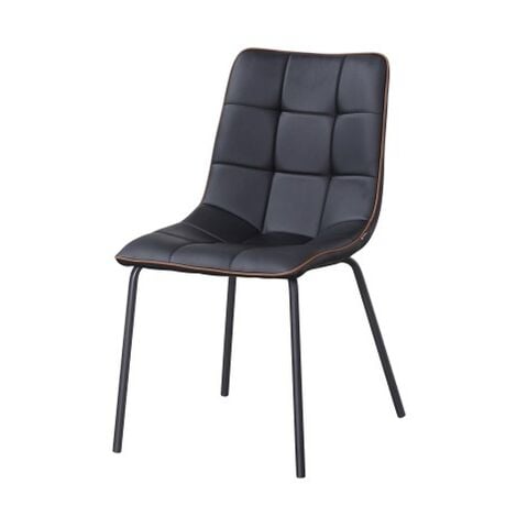 Chaise PAOLO design en acier et similicuir coloris noir(lot de 4) - noir