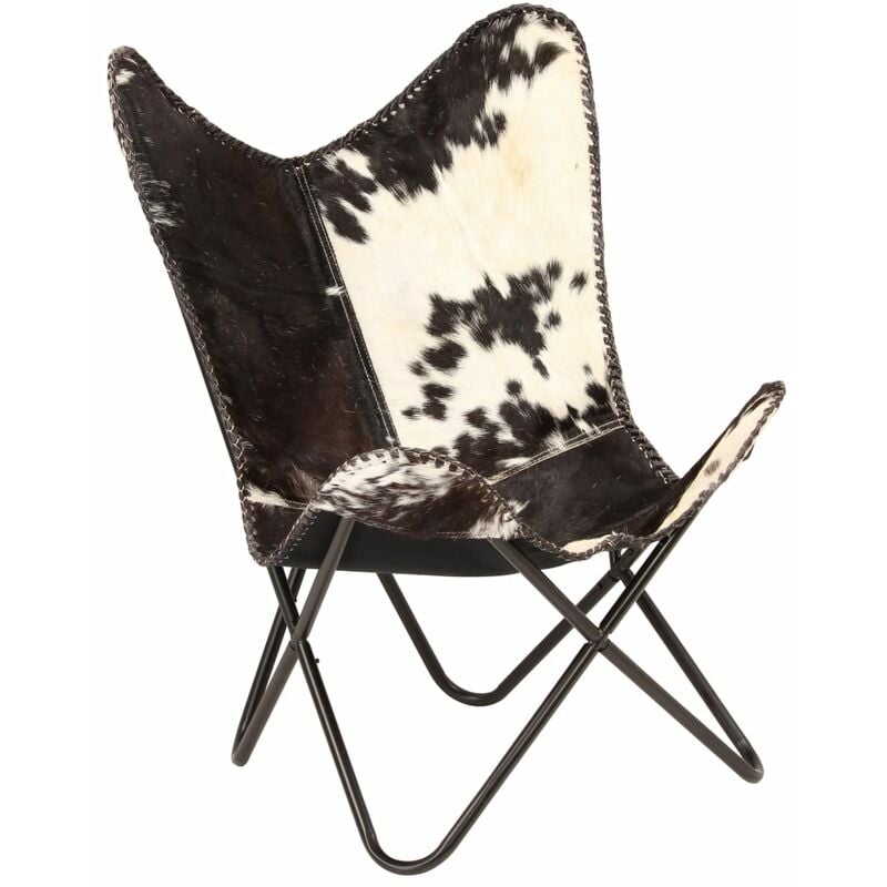 chaise papillon noir et blanc cuir véritable de chèvre fauteuil de bureau, salon bsrhs909424 maisonchic