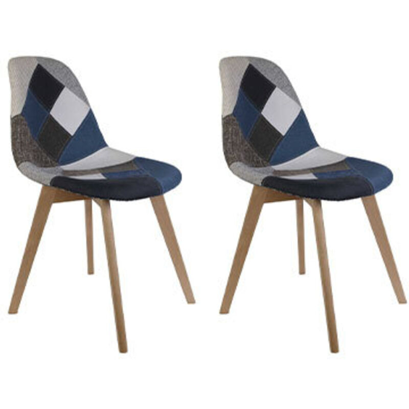 Chaise scandinave Patchwork (Lot de 2) Bleu