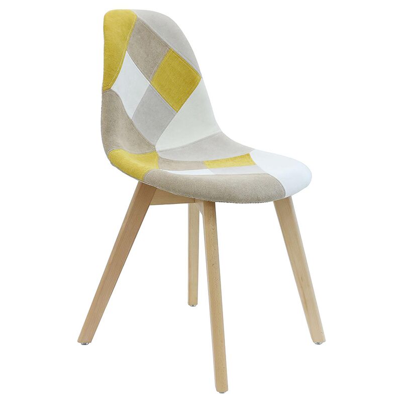 the home deco factory - chaise patchwork jaune home deco factory
