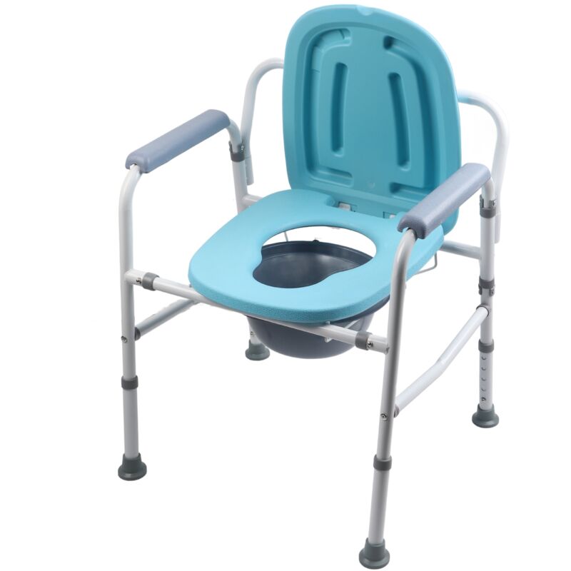 Chaise percée de chevet à bras larges, cadre en acier robuste pour personnes âgées, chaise percée portable pour personnes âgées, toilettes de chevet