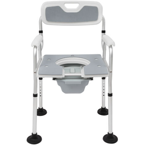 Chaise percée pour personnes âgées, chaise percée pliable avec accoudoirs et dossier, hauteur réglable de 79 à 88 cm, amovible, élargissable, chaise de toilette robuste 150 kg, 88 x 50 x 40 cm