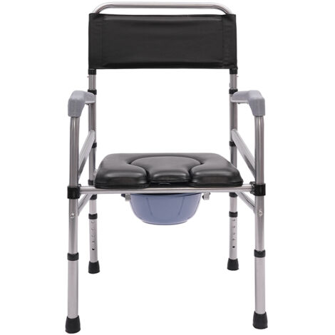 Chaise percée quatre en un (avec accoudoirs et dossier), siège de toilettes surélevé réglable, chaise de douche pliante antidérapante, capacité de charge 175 kg