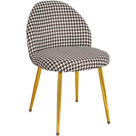Chaise Pied De Poule Pieds Métal Doré