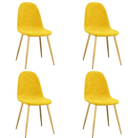 Chaise pieds métal doré et assise velours jaune Skyla - Lot de 4