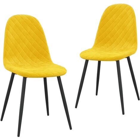 Chaise pieds métal noir et assise velours jaune Skyla - Lot de 2
