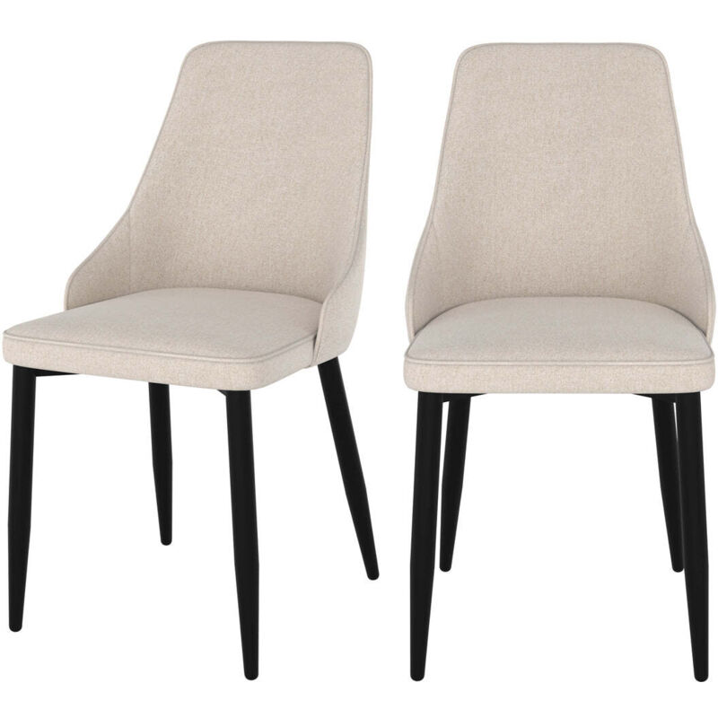 Lot de 2 chaises en tissu beige et pieds en métal - pipo