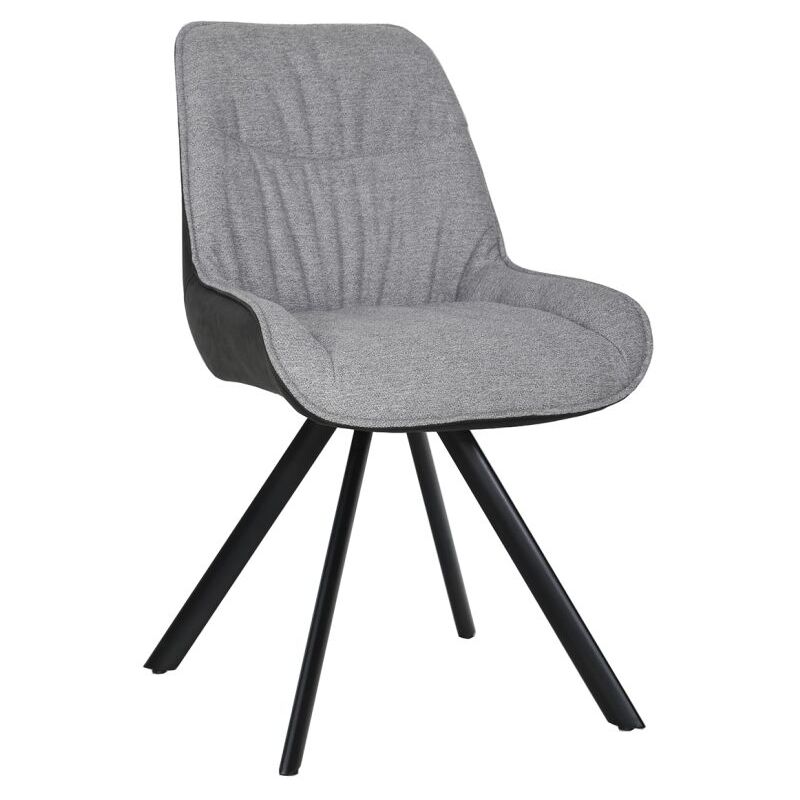 Meubletmoi - Chaise pivotante 180° tissu gris et microfibre pieds métal - jaden