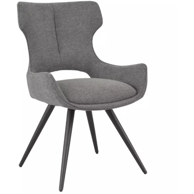 Meubletmoi - Chaise pivotante 180° tissu gris foncé et pieds métal noir – seville