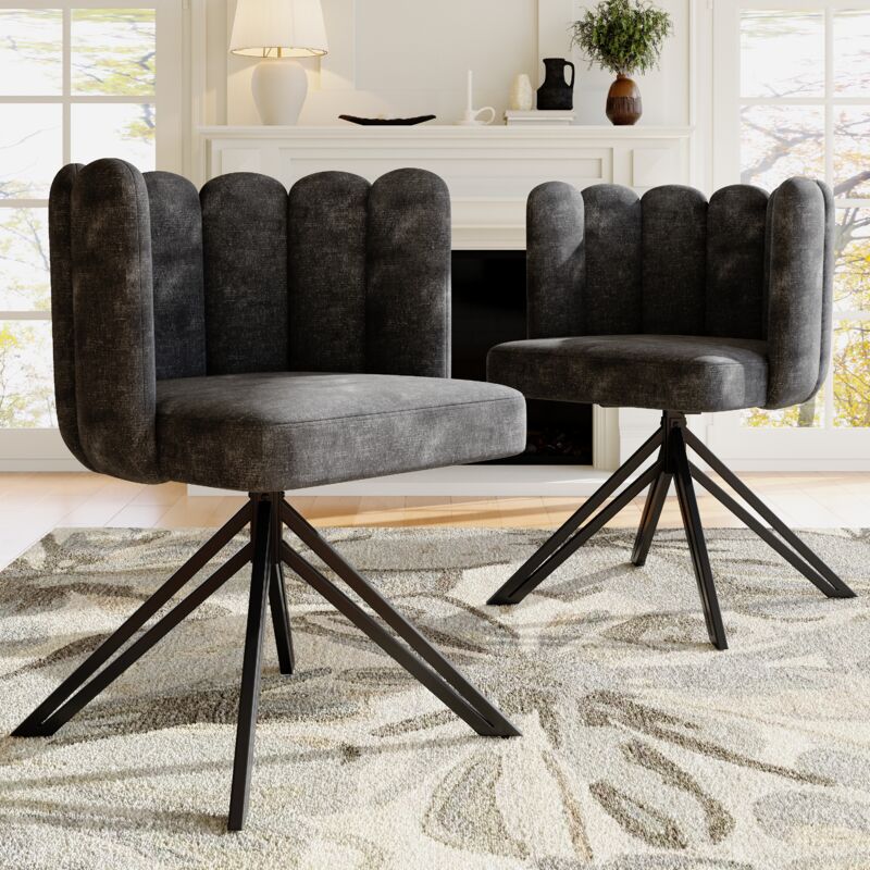 Okwish - Chaise pivotante (2 pièces), rotative à 360°, chaises de salle à manger, chaises de salon, chaises de maquillage, chaises de style moderne,