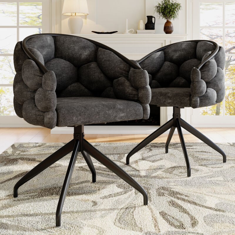 Okwish - Chaises de luxe en velours (2 pièces), chaise pivotante, rotative à 360°, chaises de salon, chaises de salle à manger, chaises de