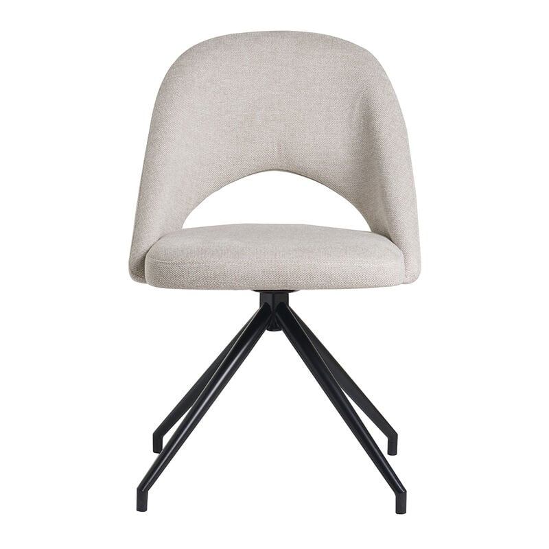 Chaise pivotante 360° en tissu effet velours texturé beige et métal noir cosette