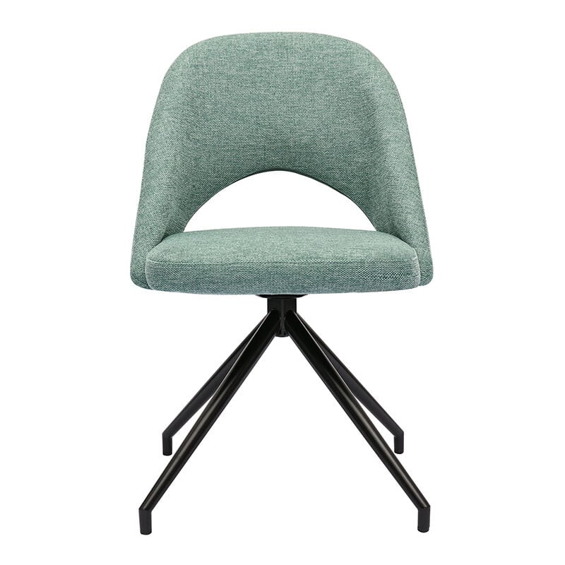 Chaise pivotante 360° en tissu effet velours texturé vert céladon et métal noir cosette