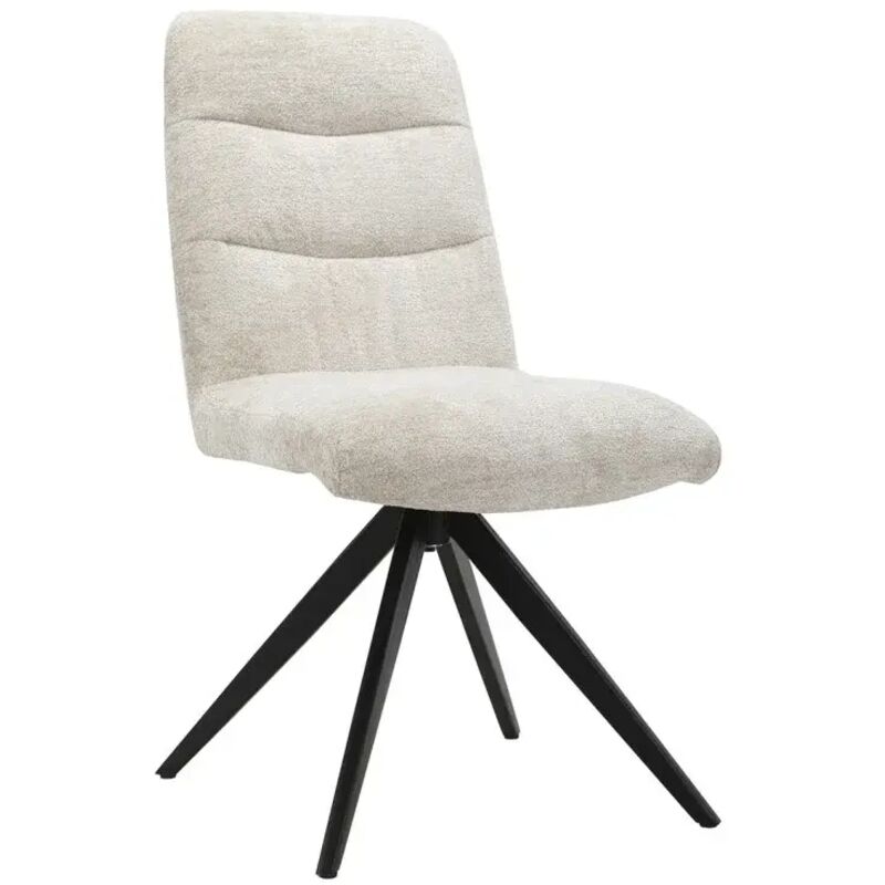 Meubletmoi - Chaise pivotante 360° tissu doux écru pied croix métal noir - julie