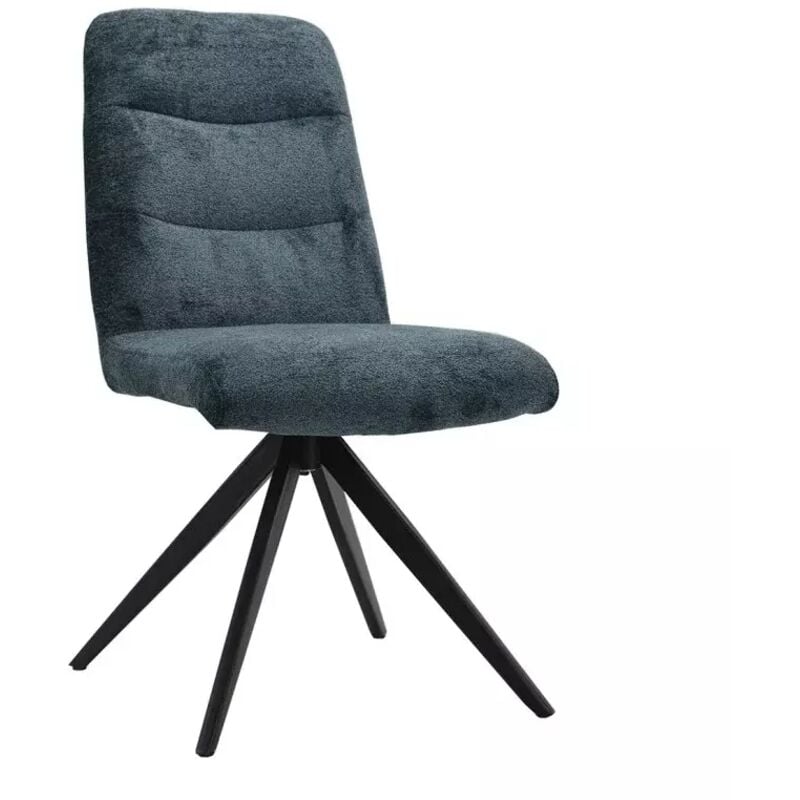Chaise pivotante 360° tissu doux bleu foncé pied croix métal - JULIE