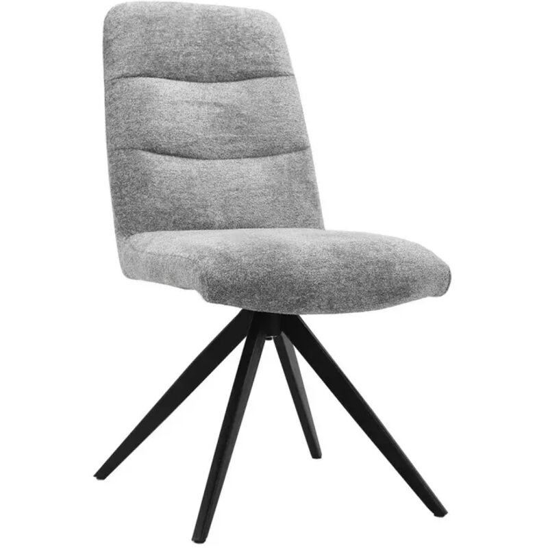 Meubletmoi - Chaises pivotante 360° tissu doux gris pied croix métal noir - julie