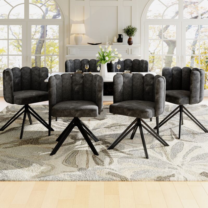 Chaise pivotante (6 pièces), rotative à 360°, chaises de salle à manger, chaises de salon, chaises de maquillage, chaises de style moderne, chaises
