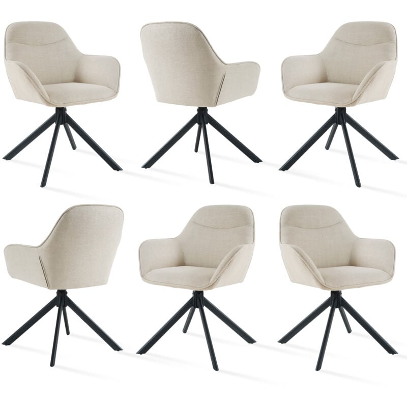 Goeurvant - Chaise pivotante à 360° avec assise moelleuse, dossier courbé et accoudoirs ergonomiques, confort élégant pour toutes les pièces - Lot de