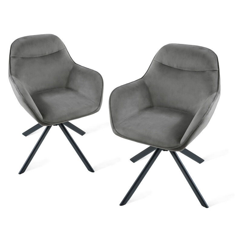 Goeurvant - Chaise pivotante à 360° avec assise moelleuse, dossier courbé et accoudoirs ergonomiques, confort élégant pour toutes les pièces - Lot de