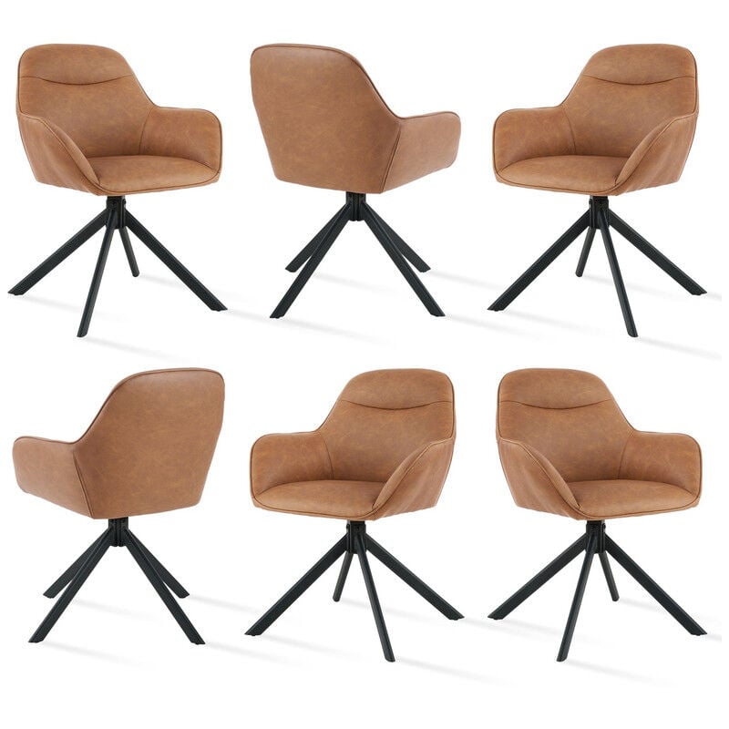 Goeurvant - Chaise pivotante à 360° avec assise moelleuse, dossier courbé et accoudoirs ergonomiques, confort élégant pour toutes les pièces - Lot de