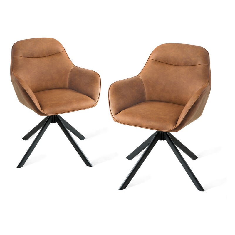 Goeurvant Chaise pivotante à 360° avec assise moelleuse, dossier courbé et accoudoirs ergonomiques, confort élégant pour toutes les pièces - Lot de 2