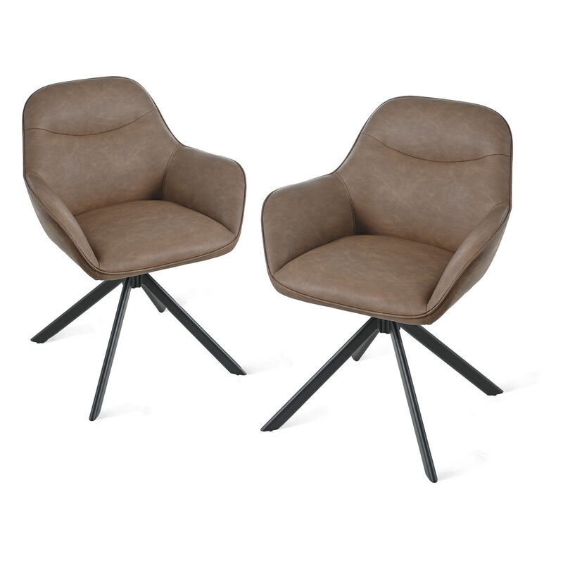 Goeurvant - Chaise pivotante à 360° avec assise moelleuse, dossier courbé et accoudoirs ergonomiques, confort élégant pour toutes les pièces - Lot de