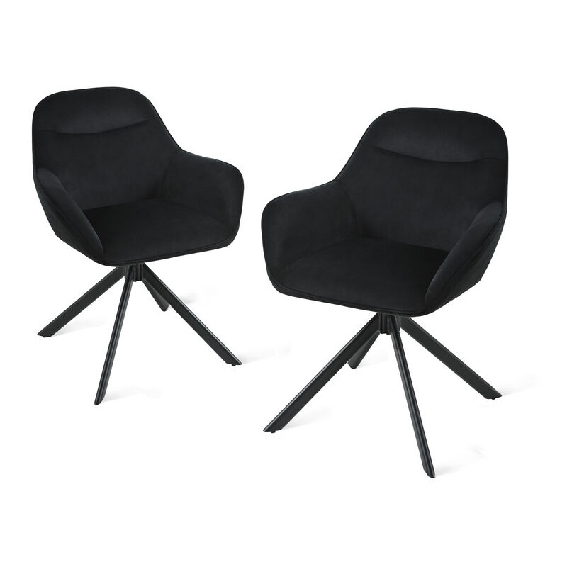 Goeurvant - Chaise pivotante à 360° avec assise moelleuse, dossier courbé et accoudoirs ergonomiques, confort élégant pour toutes les pièces - Lot de