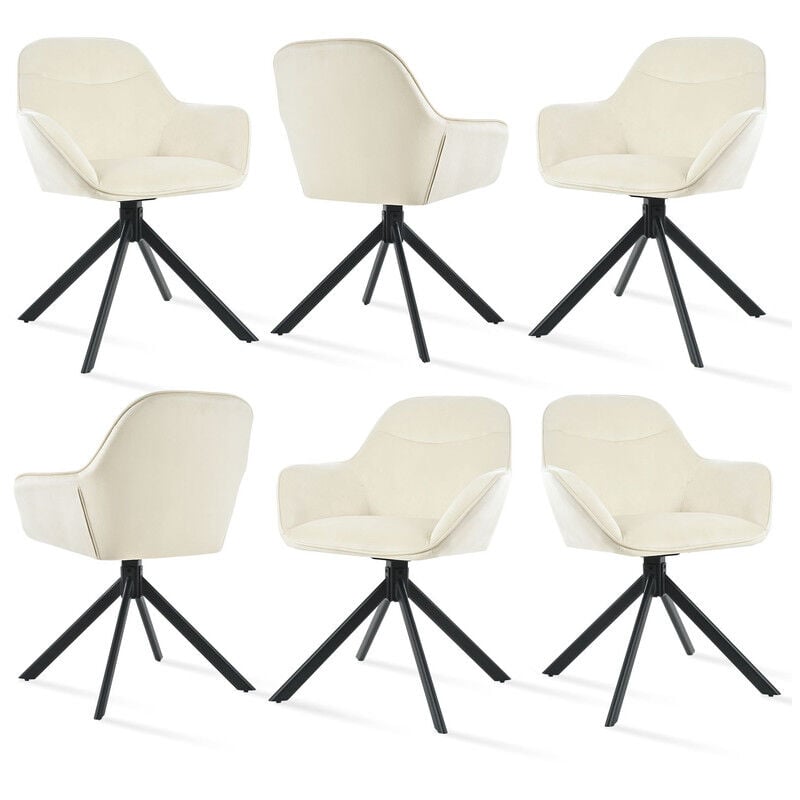 Goeurvant - Chaise pivotante à 360° avec assise moelleuse, dossier courbé et accoudoirs ergonomiques, confort élégant pour toutes les pièces - Lot de