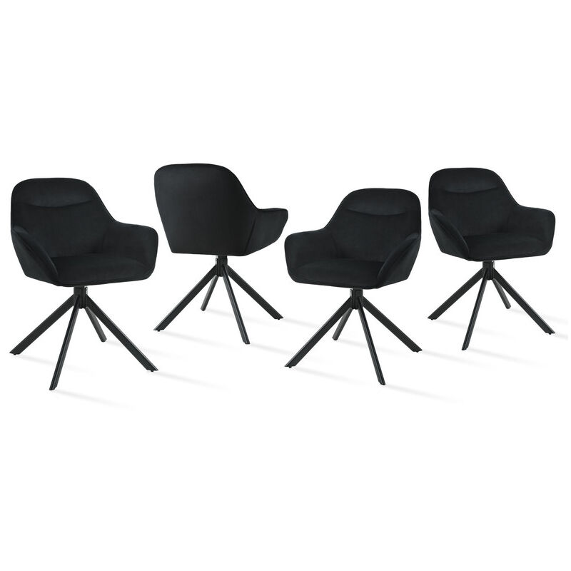 Goeurvant - Chaise pivotante à 360° avec assise moelleuse, dossier courbé et accoudoirs ergonomiques, confort élégant pour toutes les pièces - Lot de