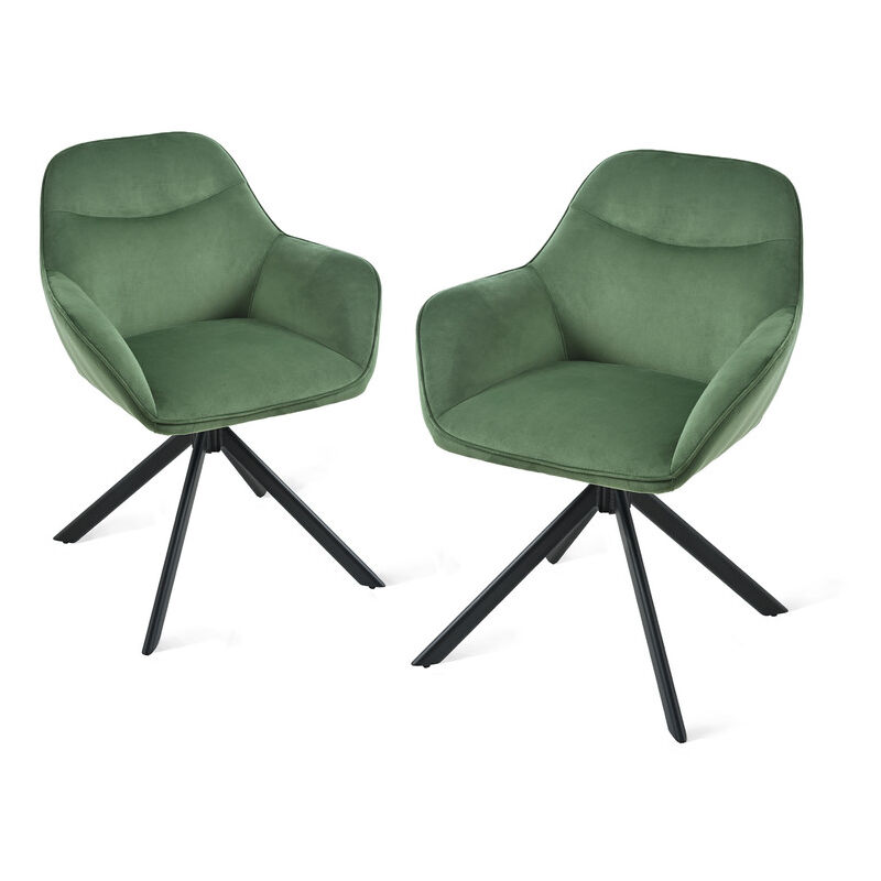 Goeurvant Chaise pivotante à 360° avec assise moelleuse, dossier courbé et accoudoirs ergonomiques, confort élégant pour toutes les pièces - Lot de 2