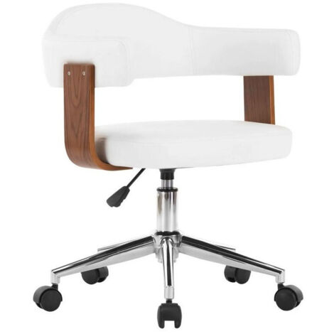 Chaise pivotante à dîner Blanc Bois courbé et similicuir vidaXL