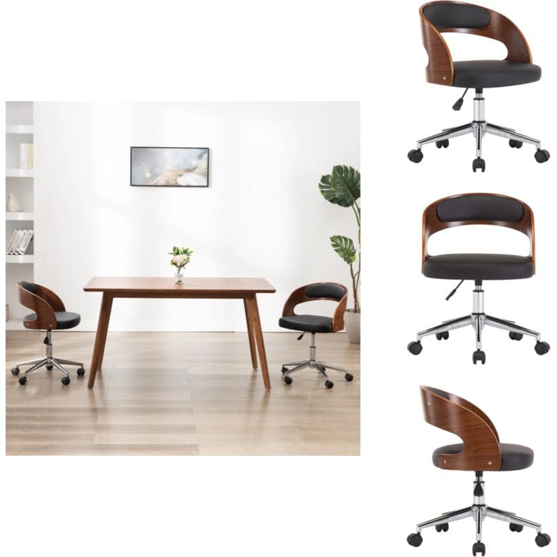 Vidaxl - Chaise pivotante à manger Noir Bois courbé et similicuir - Chaises De Salle à Manger - Chaise Contemporaine - Chaise Noire - Chaise