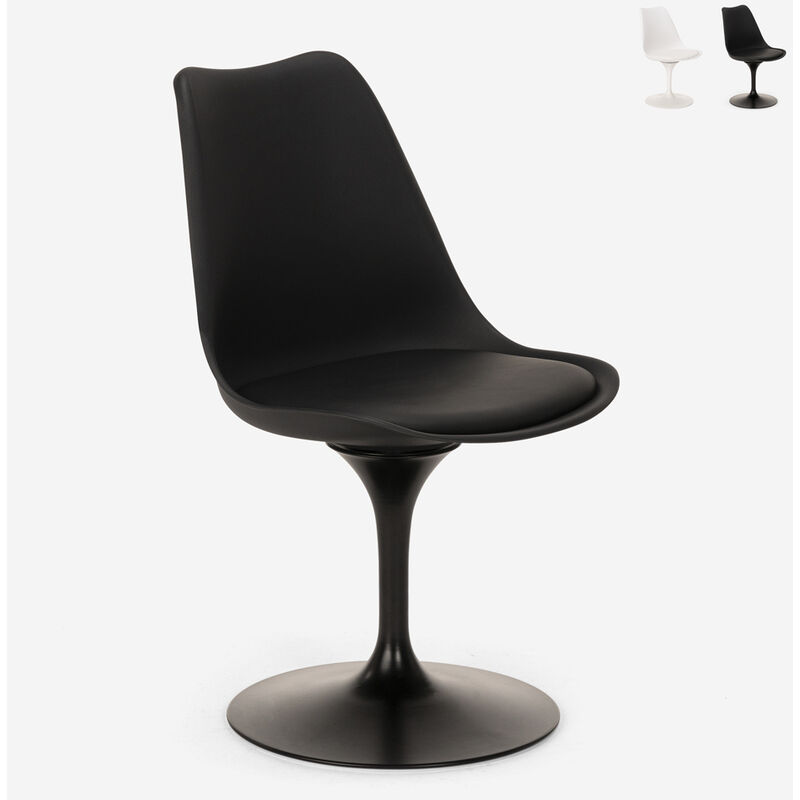 Chaise pivotante au design Tulip coussin salon bureau restaurant Lupas | Noir