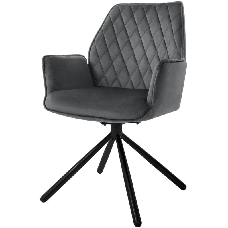 Ml-design - Chaise de Salle à Manger Anthracite, en Velours, Chaise Pivotante, avec Accoudoirs et Dossier, Assise Rembourrée, Pieds Métalliques,