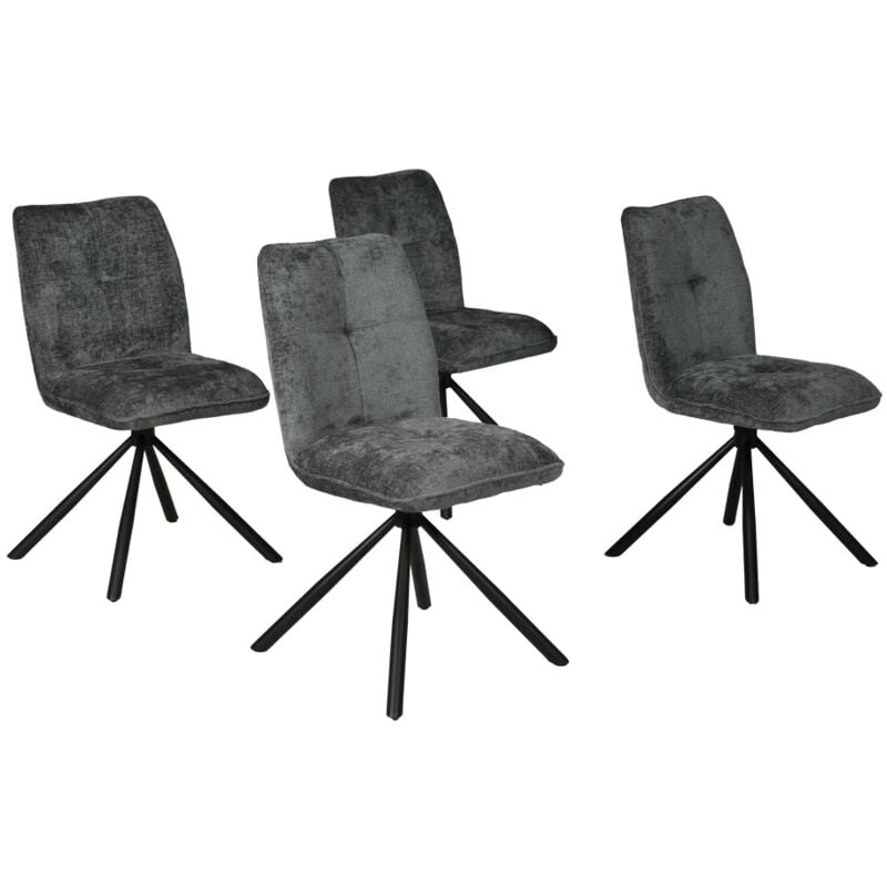 Le Quai Des Affaires - Lot de 4 chaises pivotantes de salle à manger cortina / Gris foncé/