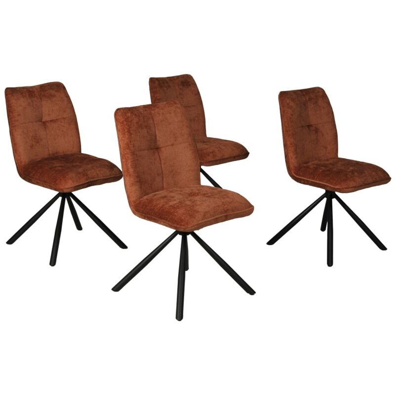 Le Quai Des Affaires - Lot de 4 chaises pivotantes de salle à manger cortina/ Brun brique/