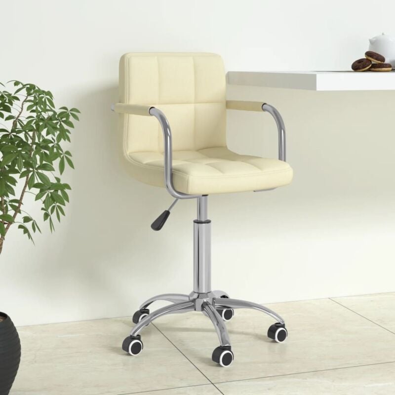 Chaise pivotante de bureau Crème Tissu Vidaxl