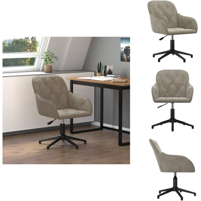 Chaise pivotante de bureau Gris clair Velours - Chaises De Bureau - Chaises Ergonomiques - Chaise Velours - Chaise Pivotante - Mobilier De Bureau