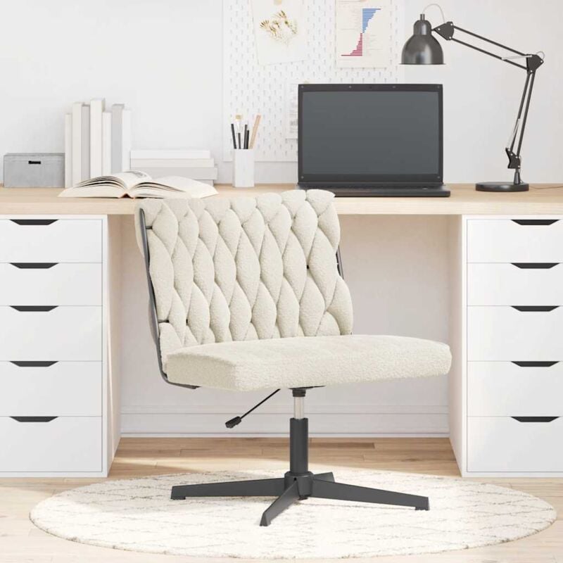 Chaise pivotante de bureau crème bouclé comme de la laine tissu Vidaxl