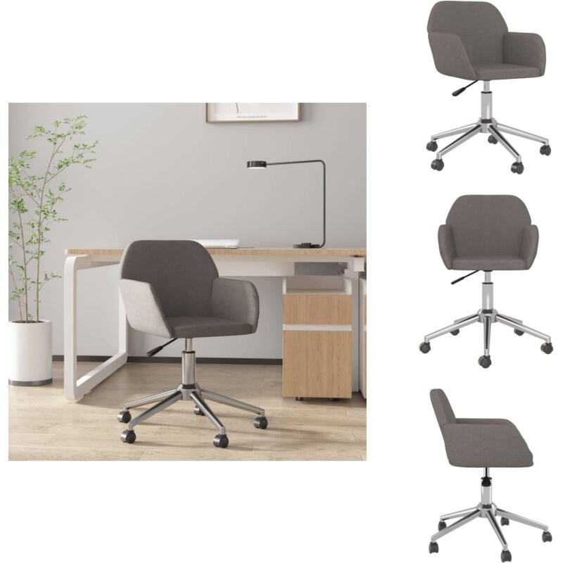 Vidaxl - Chaise pivotante de bureau Gris foncé Tissu - Chaise De Bureau - Chaise Pivotante - Chaise Ergonomique - Mobilier De Bureau - Design Moderne