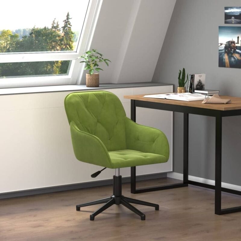 Chaise pivotante de bureau Vert clair Velours