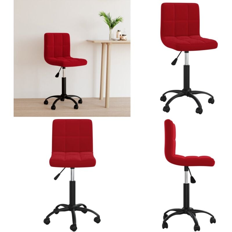 Chaise pivotante de bureau Rouge bordeaux Velours - Fauteuil De Bureau - Chaise De Bureau - Chaise Pivotante - Chaise Ergonomique - Meuble De Bureau