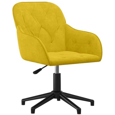 Chaise pivotante de bureau Siège de bureau Chaise de travail Jaune Velours