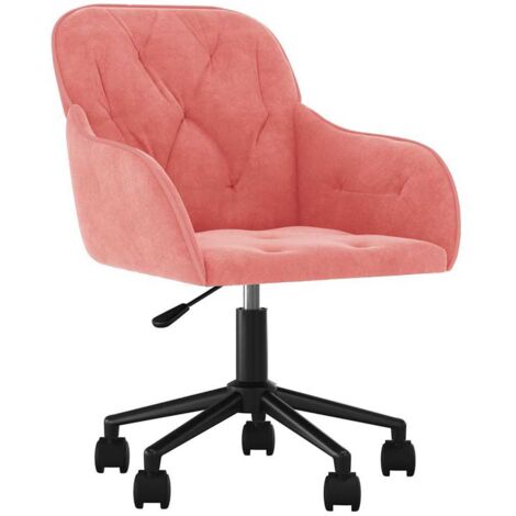 Chaise pivotante de bureau Siège de bureau Chaise de travail Rose Velours